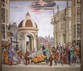 Strozzikapelets norra vägg, uppresning av Drusiana av evangelisten Johannes, ca 1457-1502